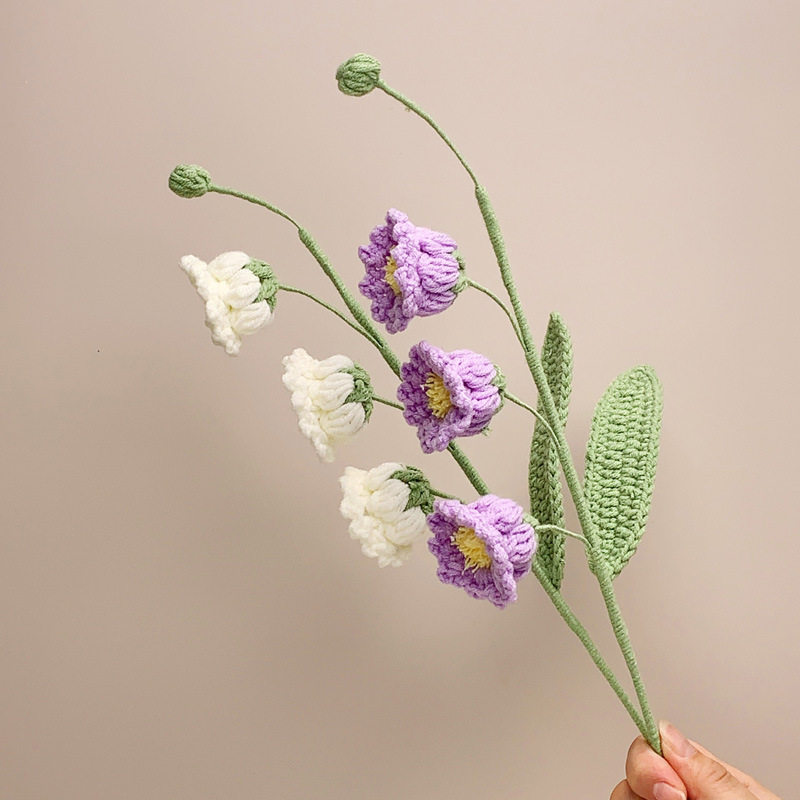 铃兰花毛线花朵成品手工编织花钩织仿真花绒线假花束送教师节礼物