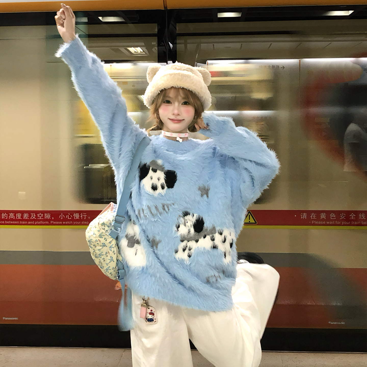 文文不乖原创水貂绒美式复古毛衣