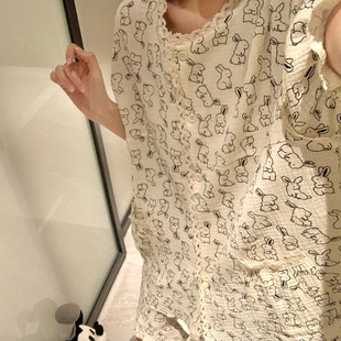2025年新款 「奶fufu」日系圆领甜美兔子纯棉可爱睡衣女夏季 家居服