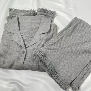 可外穿家居服 两件套宽松大码 睡衣女春秋纯棉甜美简约大方长袖 长裤