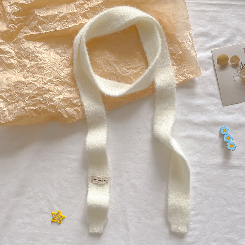 文艺少女长条细窄针织毛线毛绒纯色奶白色小围巾女秋冬季护颈围脖,服饰配件/皮带/帽子/围巾,围巾/丝巾/披肩,淘宝优惠券,粉丝福利购,淘宝优惠卷