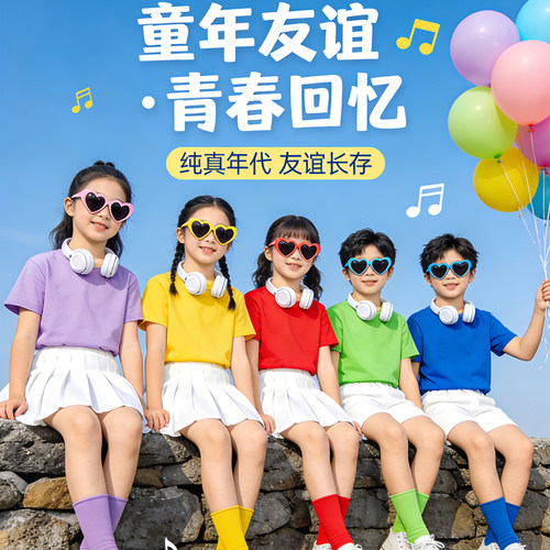 儿童彩色T恤小学生运动会演出服
