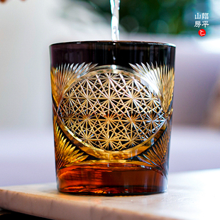 江户切子日式复古威士忌酒杯无铅玻璃个性洋酒杯创意礼物手工杯子