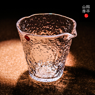 津轻初雪杯日本进口ADERIA硝子日式玻璃茶器手工加厚锤目纹公道杯