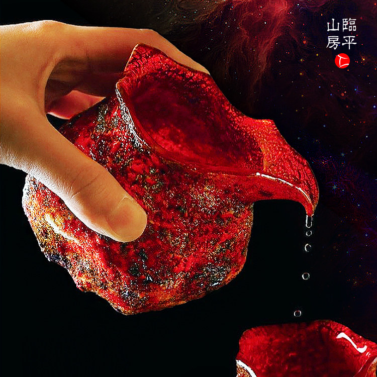 日本进口黑川大介手作熔岩星虹酒杯高档黄金杯七夕礼物酒具收藏品