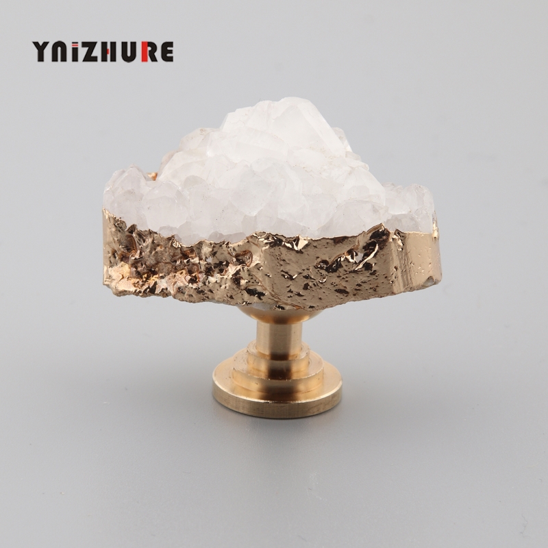 英卓单孔天然晶芽黄铜抽屉拉手