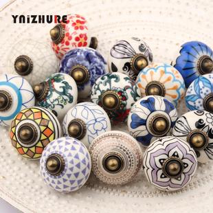 复古艺术家具衣柜门橱柜陶瓷抽屉单孔拉手客厅柜鞋柜抽屉把手