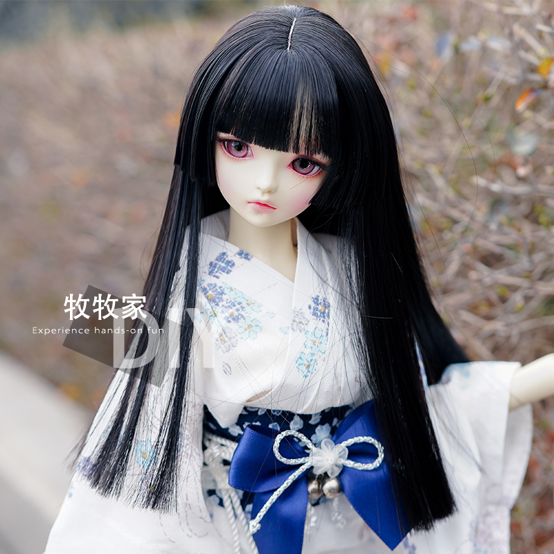 姬发公主切bjd VOLKS SD DDMDD 1/3 1/4高温丝黑色直发手改假发毛 模玩/动漫/周边/娃圈三坑/桌游 BJD/SJD/胶皮/OB娃娃 原图主图