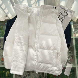 李宁羽绒服女款2024冬季新款宽松白色连帽保暖鸭绒运动服AYMU108