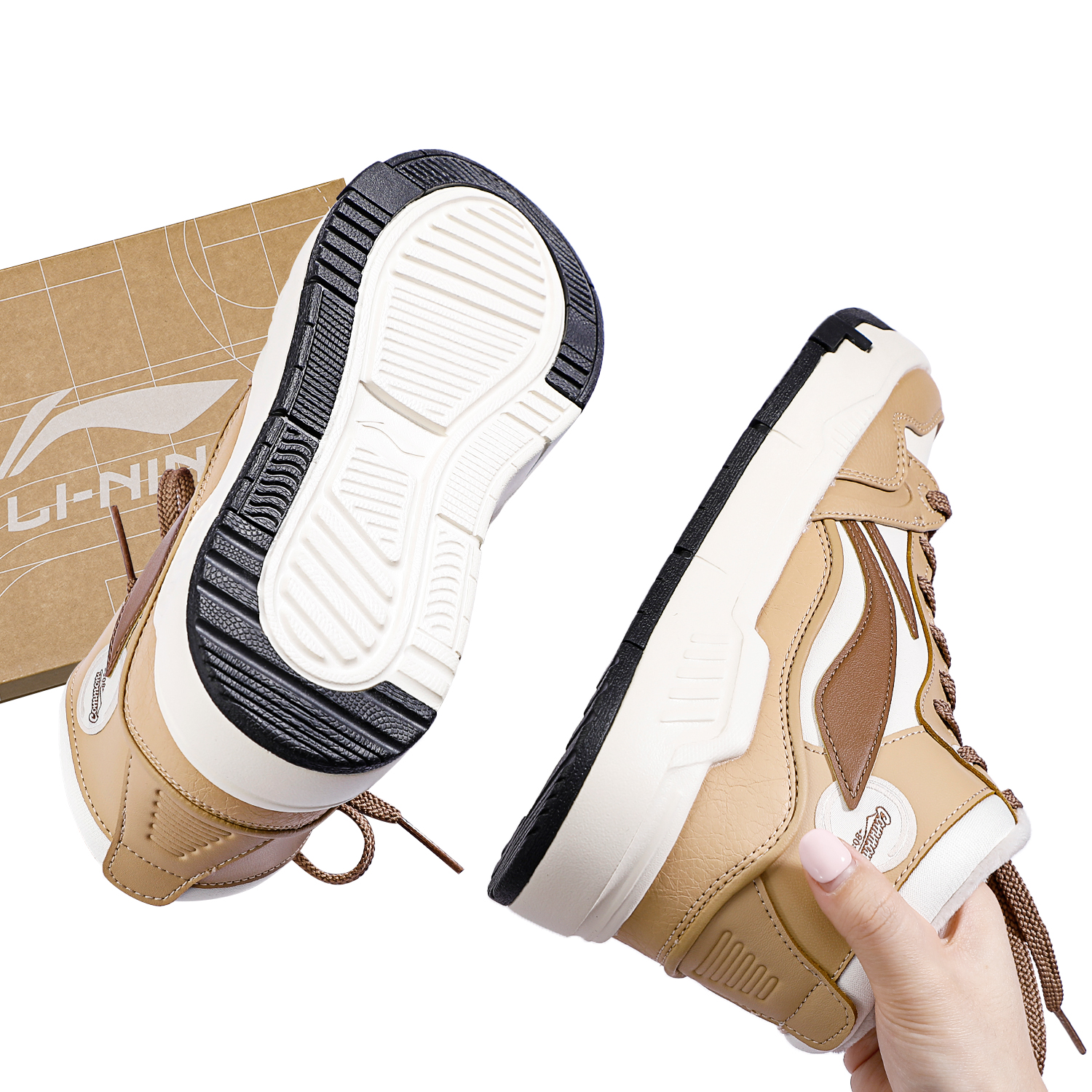 李宁系列2025冬季男子时尚潮流百搭正品加绒保暖中帮经典休闲鞋