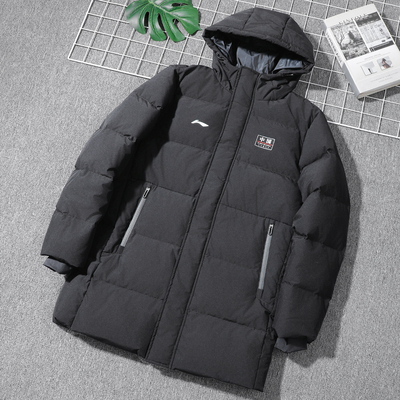 李宁中长款羽绒服男款2025冬季新款厚款保暖防风连帽运动潮流外套