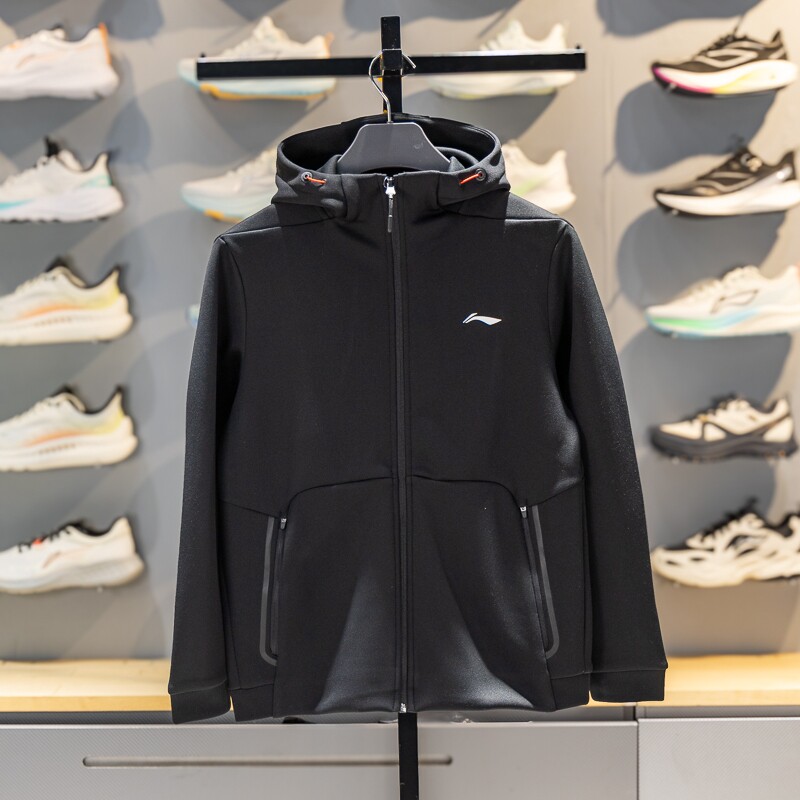 李宁外套男款2026春季新款男士运动跑步连帽开衫保暖青少年卫衣男