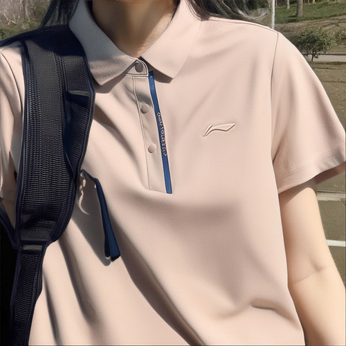 李宁速干短袖POLO衫女2025夏季新款百搭休闲立领宽松短袖APLU126