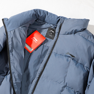 李宁羽绒服男款2024冬季新款鸭绒80%加厚保暖无帽羽绒外套AYMU097