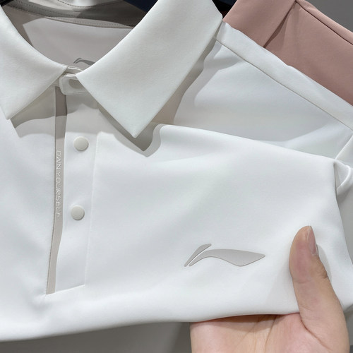 李宁立领polo衫T恤男女款2025春季新款百搭时尚速干短袖TAPLU119