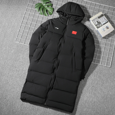 李宁国旗长款羽绒服男2025冬季新款荣耀90%鸭绒保暖厚款连帽外套