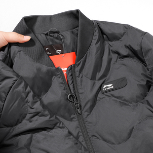 李宁羽绒服男款2024冬款新款宽松鸭绒轻薄保暖飞行员夹克AYMU357