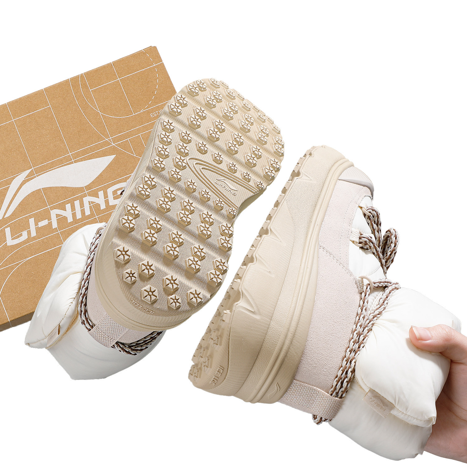 李宁蜜糖BOOT休闲鞋棉鞋女款2025冬季新款保暖防风舒适软底运动鞋