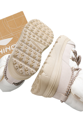 李宁蜜糖BOOT休闲鞋棉鞋女款2025冬季新款保暖防风舒适软底运动鞋