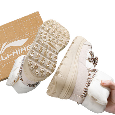 李宁蜜糖BOOT休闲鞋棉鞋女款2025冬季新款保暖防风舒适软底运动鞋