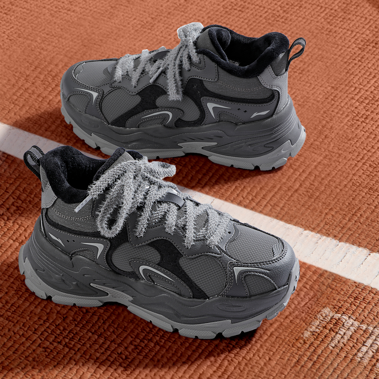 李宁加绒保暖中帮经典休闲鞋女款2025冬季新款防风百搭棉鞋运动鞋