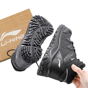 李宁加厚户外休闲鞋男款革面高帮冬季新款保暖缓震防滑运动鞋男鞋
