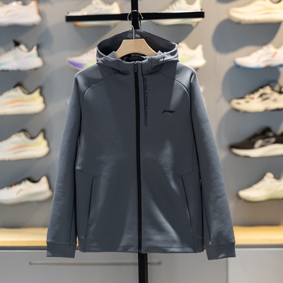 李宁外套男款2026春季新款运动宽松保暖跑步男士休闲开衫连帽卫衣