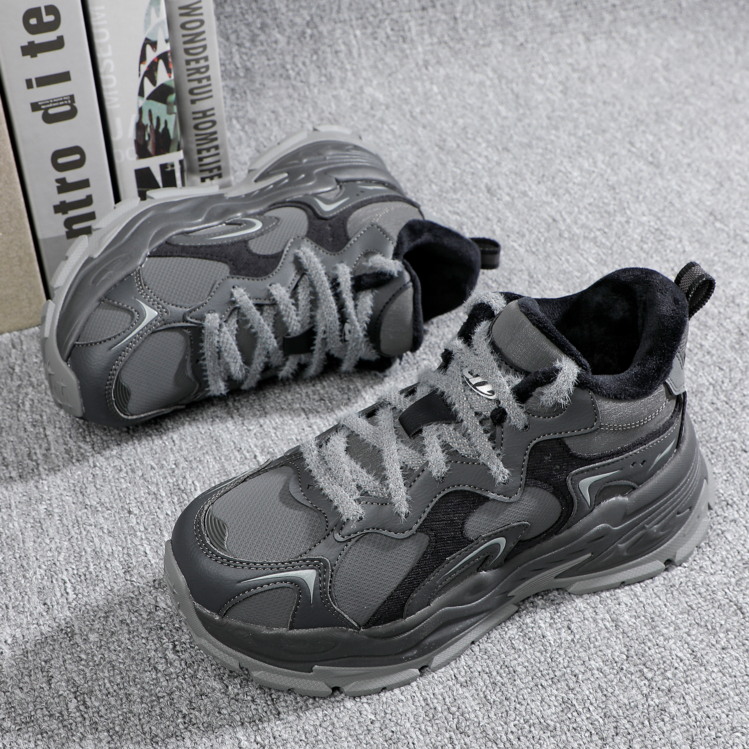 李宁加绒保暖中帮经典休闲鞋女款2025冬季新款防风百搭棉鞋运动鞋