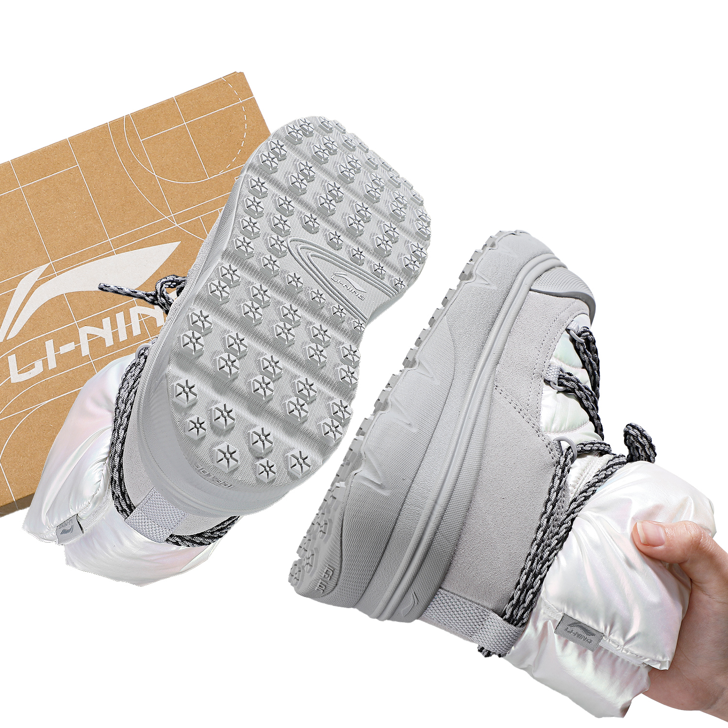 李宁蜜糖BOOT休闲鞋棉鞋女款2025冬季新款保暖防风舒适软底运动鞋