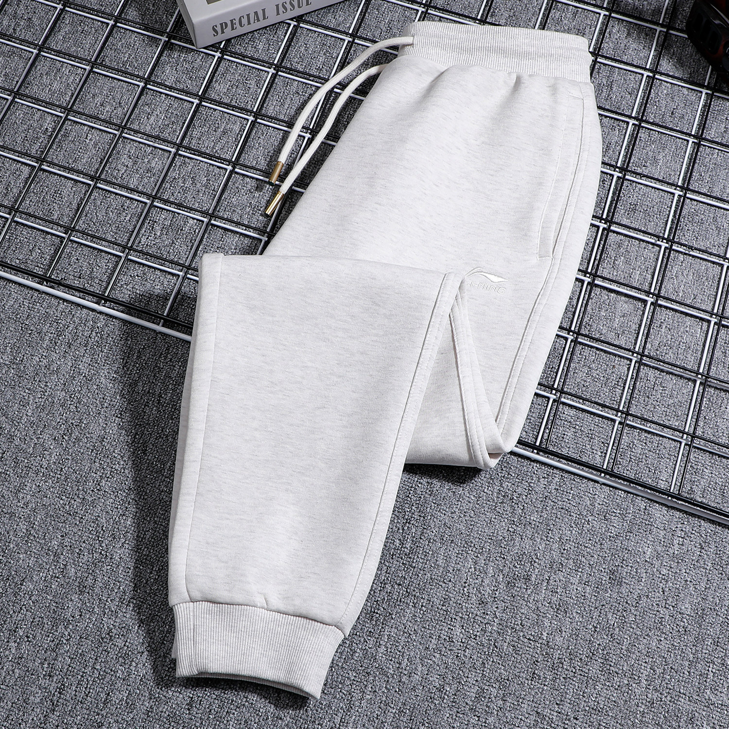 李宁长裤男款2025春季新款运动日进斗金束脚宽松保暖卫裤AKLV097