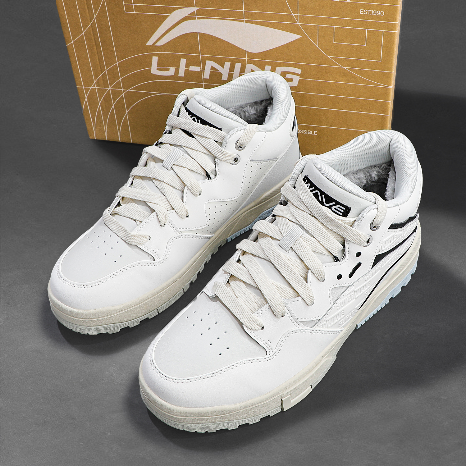 李宁加绒保暖回弹中帮经典休闲鞋男女款2025冬季新款运动棉鞋板鞋