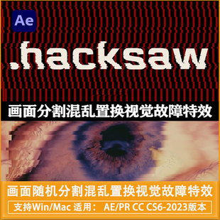 中文汉化AE/PR插件画面随机分割混乱置换视觉故障特效Hacksaw V1