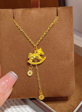 碎冰马圆珠钱币项链马 锁骨链本命年