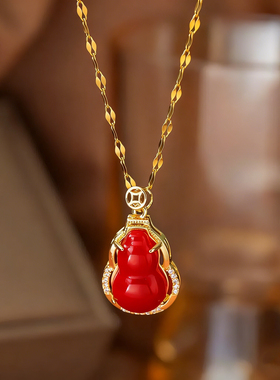 红葫芦项链女小众设计感轻奢高级感锁骨链