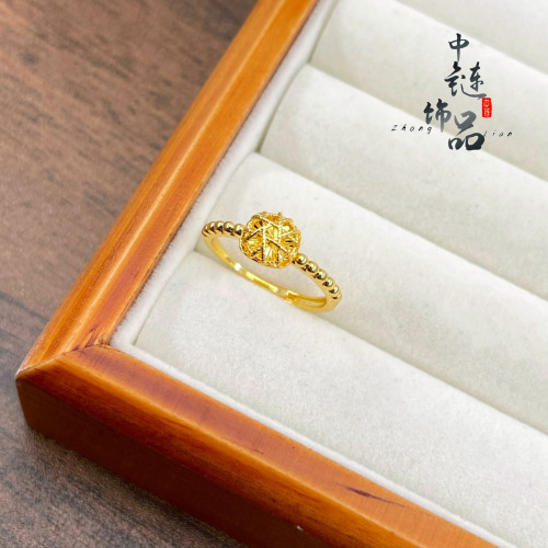 小方糖戒指女士新款开口黄金^_^拉丝爆闪戒指环生日礼物