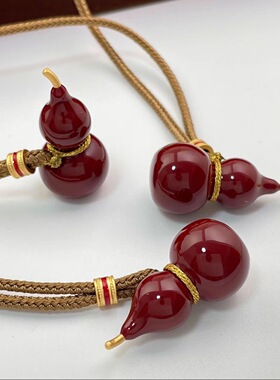 铜合金布艺项链 新中式滴油葫芦长款高级感毛衣链