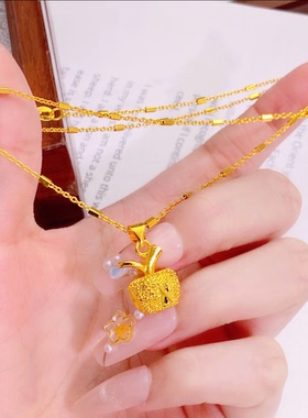 爆款小红书款苹果吊坠女镀金时尚简约项链圣诞节礼物