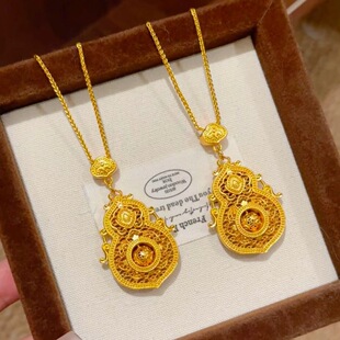 福禄双全旋转吊坠女款花丝人生四美葫芦毛衣链