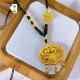 高级感镂空锁长命锁时尚 铜合金布艺项链 平安锁项链女时尚 饰品