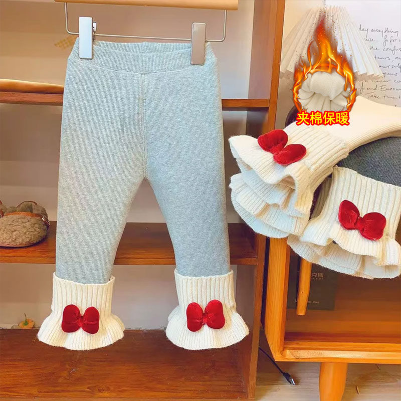 女童加厚三层夹棉打底裤25冬季新款宝宝蝴蝶结袜套一条过冬长裤子,童装/婴儿装/亲子装,裤子,淘宝优惠券,粉丝福利购,淘宝优惠卷