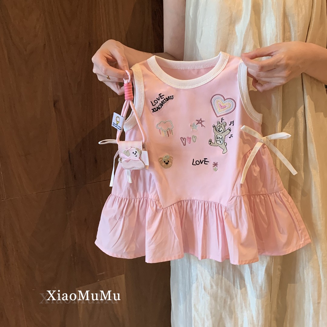 女童背心裙休闲夏装卡通连衣裙
