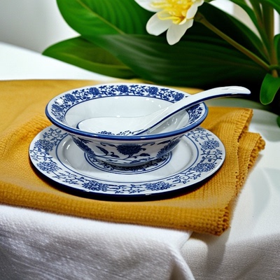 青花瓷翅碗小饭碗江湖菜摆台餐具农家乐小院特色餐具油碟碗蘸水碗