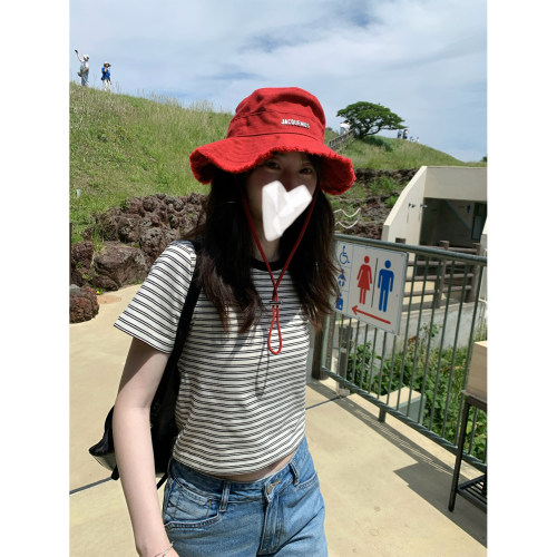 Tetu定做奶油色条纹日系休闲T