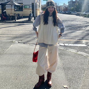 日杂风格 2025SS 两色侧边系带全羊毛马甲背心 STUDIO Tetu