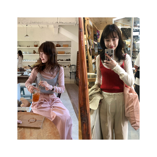 STUDIO 针织打底衫 2024SS 螺纹棉质木耳边上衣秋款 随性百搭 Tetu