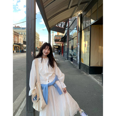 Tetu宽松版型小方领白色蕾丝衬衫