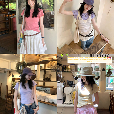 Tetu STUDIO 2025SS 三色轻薄马卡龙色系小飞袖修身T