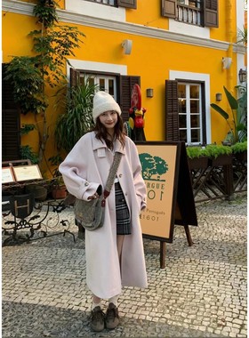 Tetu STUDIO【折扣75折】压边设计慵懒羊毛大衣冬季韩版毛呢外套