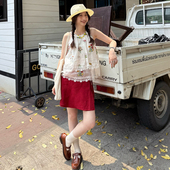 Tetu 绑带砂洗亚麻A字短裙 三色随性一片式 STUDIO 2025SS