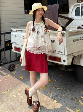 Tetu STUDIO 2025SS 三色随性一片式绑带砂洗亚麻A字短裙